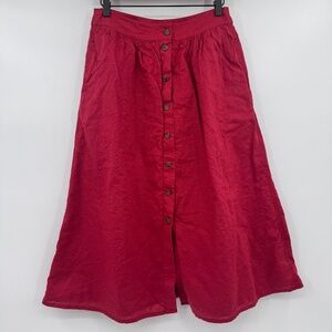 Madewell A-line Red Button-Down Skirt